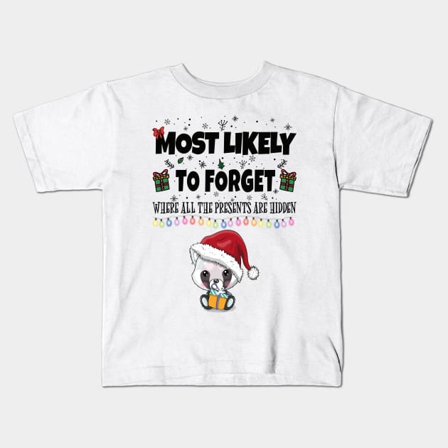 Most Likely To Organize All The Funny Christmas Presents Kids T-Shirt by secretboxdesign